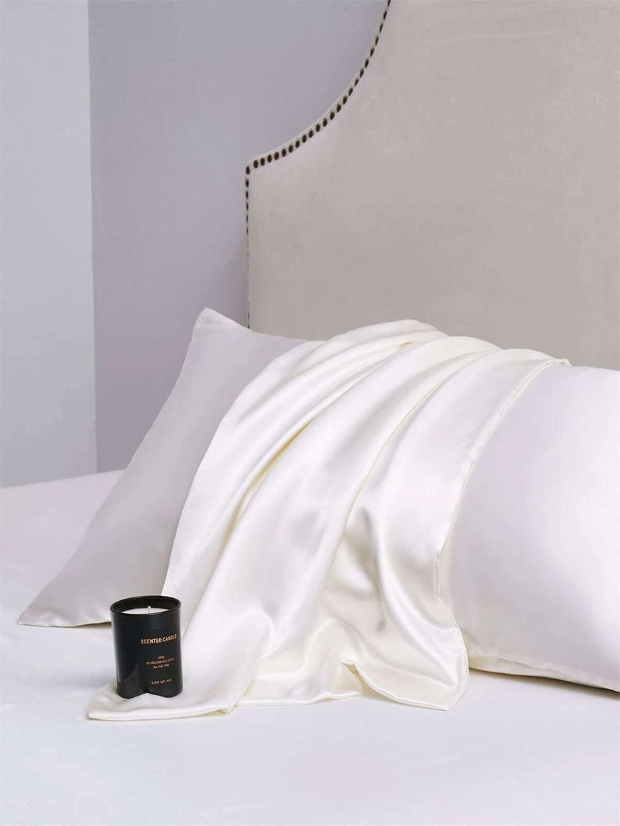 1pc Soft And Breathable Ice Silk Satin Pillowcase In Water Blue