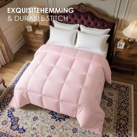 Soft Pink College-Style Bedding Set Suitable For All Four Seasons, Suitable For Single, Double, King And Extra-Large Beds. This Ultra-Soft Cloud-Like Down Alternative Quilt Provides An Ultimate Comfort Experience.
